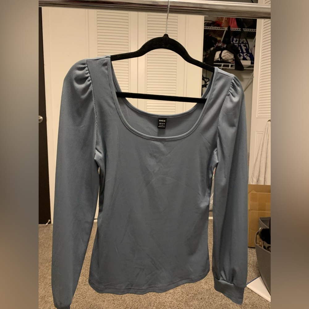 Shein Unity Scoop Neck Bishop Sleeve Tee